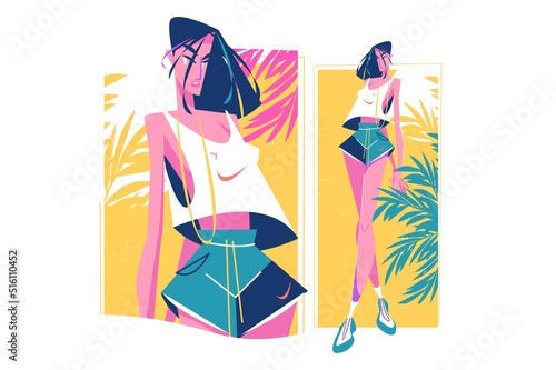 Well-dressed girl in stylish outfit
