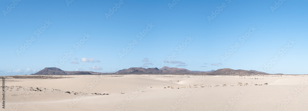 Corralejo Sand Dunes Natural Park panorama, Fuerteventura island