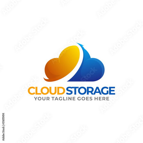 Cloud storage logo. Cloud data logo