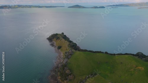 Aerial: Duder regional park, Auckland, New Zealand photo