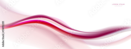 Abstract white and red wavy with blurred light curved lines background. Vector illustration