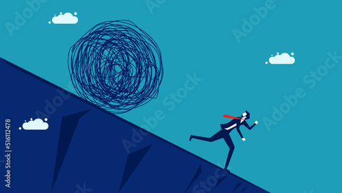 economic crisis. Businessmen escape from the chaos. vector illustration