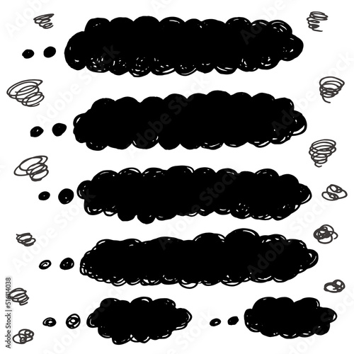 横長のもくもくした吹き出しセット