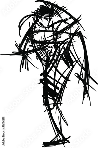 the vector illustration of the silhouette of a Muay Thai fighter