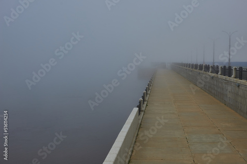 Fog on the the Amur River Amur region.