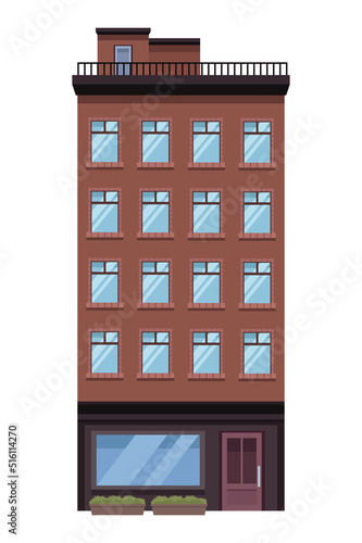 building red color facade