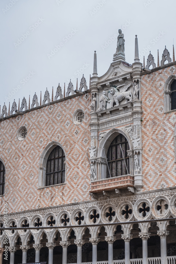 Exterior of the Doge's Palace at St Mark's Square in Venice, Veneto, Italy, Europe, World Heritage Site