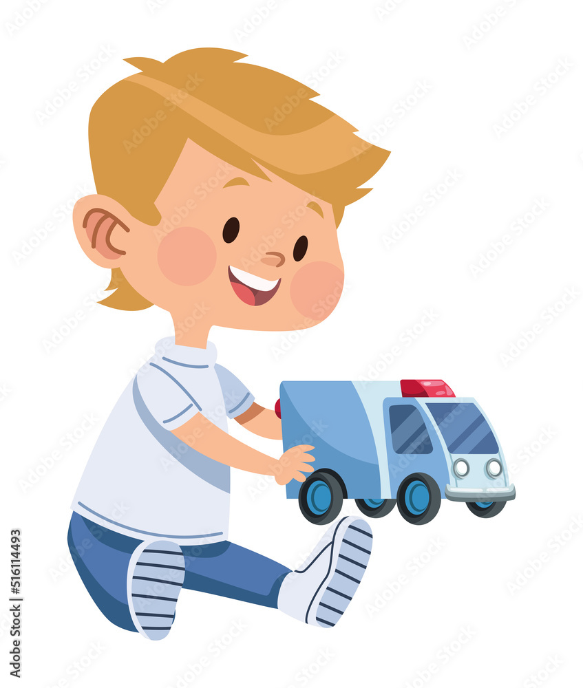 boy playing with ambulance boy playing with ambulance