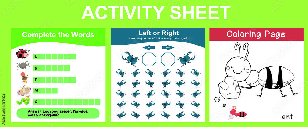 Activity sheet for children. Educational printable worksheet. Animals ...