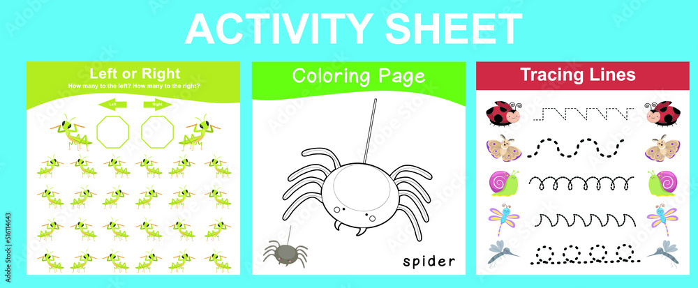 Activity sheet for children. Educational printable worksheet. Animals worksheet theme. Vector illustrations.