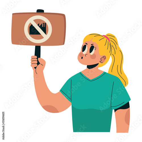 female ecologist protesting