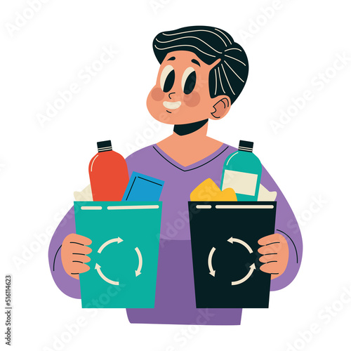 ecologist man recycling