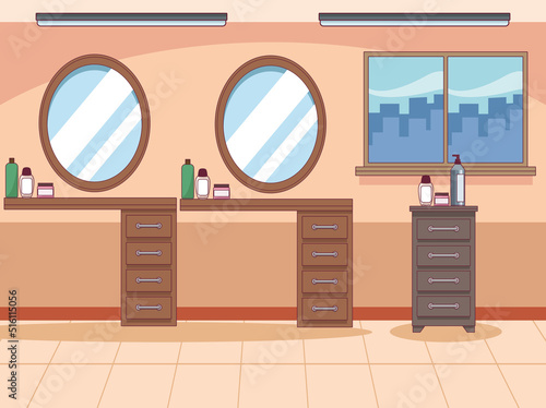 beauty salon with mirrors