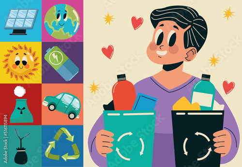 male ecologist with recycle