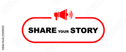 share your story on white background