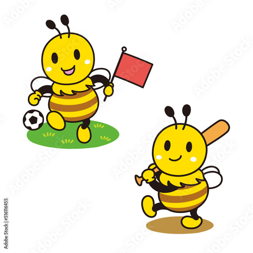 Cute bees illustration set - Vector