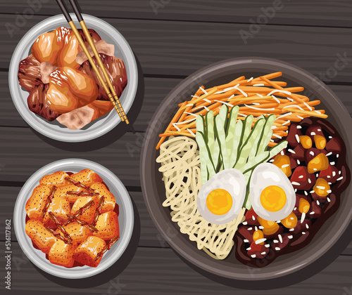 bibimbap japanese food in table