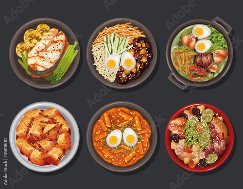 six japanese food plates
