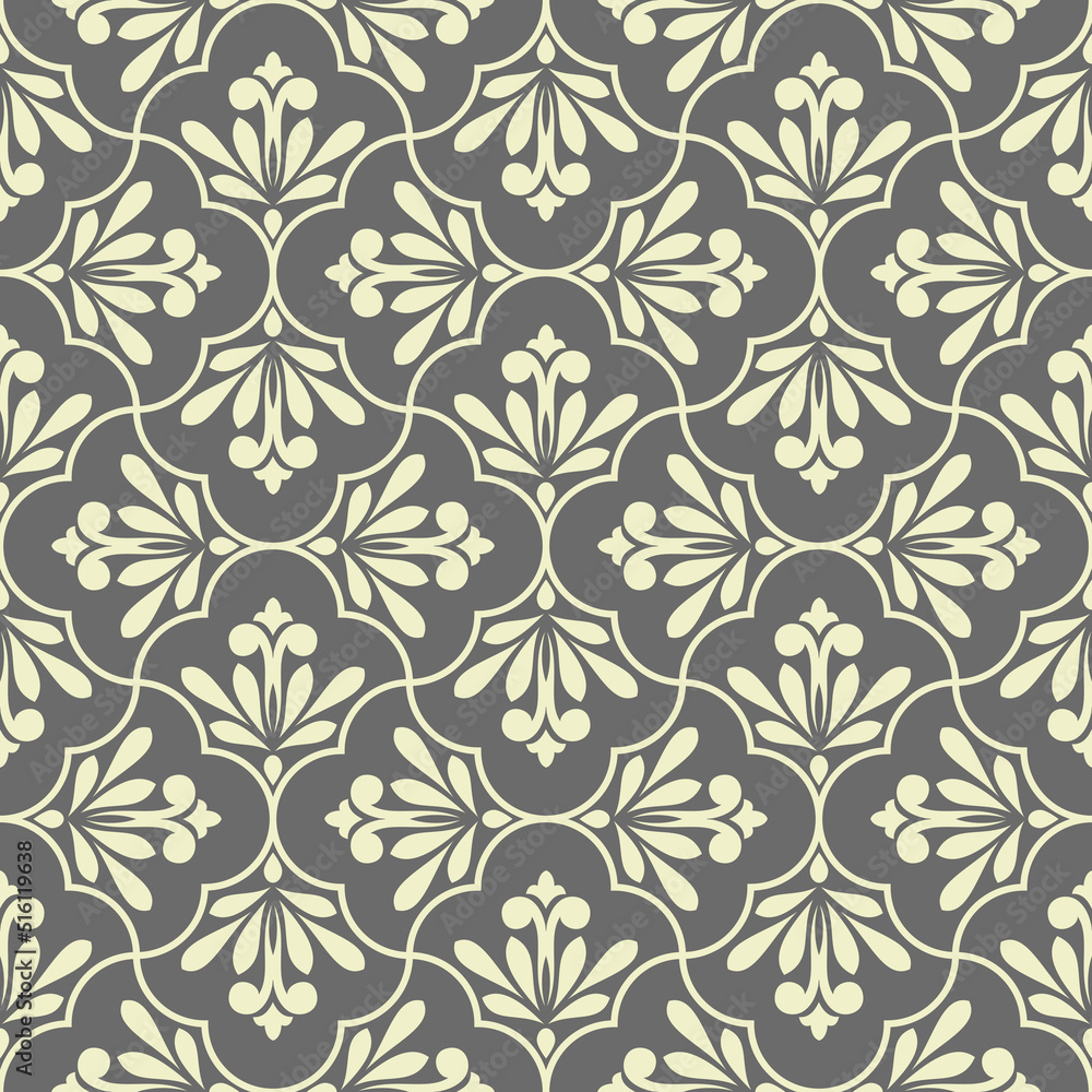 Flower geometric pattern. Seamless vector background. Gray ornament. Ornament for fabric, wallpaper, packaging. Decorative print