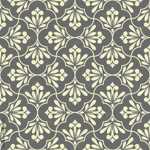 Flower geometric pattern. Seamless vector background. Gray ornament. Ornament for fabric, wallpaper, packaging. Decorative print