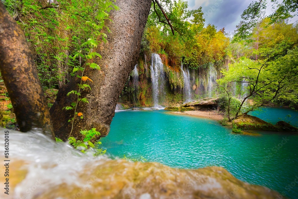 Fototapeta premium Magical Kursunlu Waterfalls in Antalya, Turkey. Kursunlu selalesi