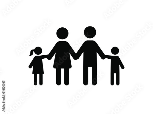 Vector image of a family. Icon of a large family consisting of father mother daughter and son