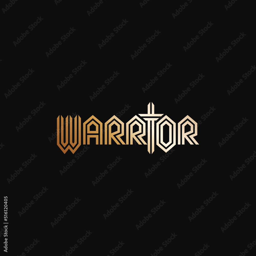 Warrior text logo design.