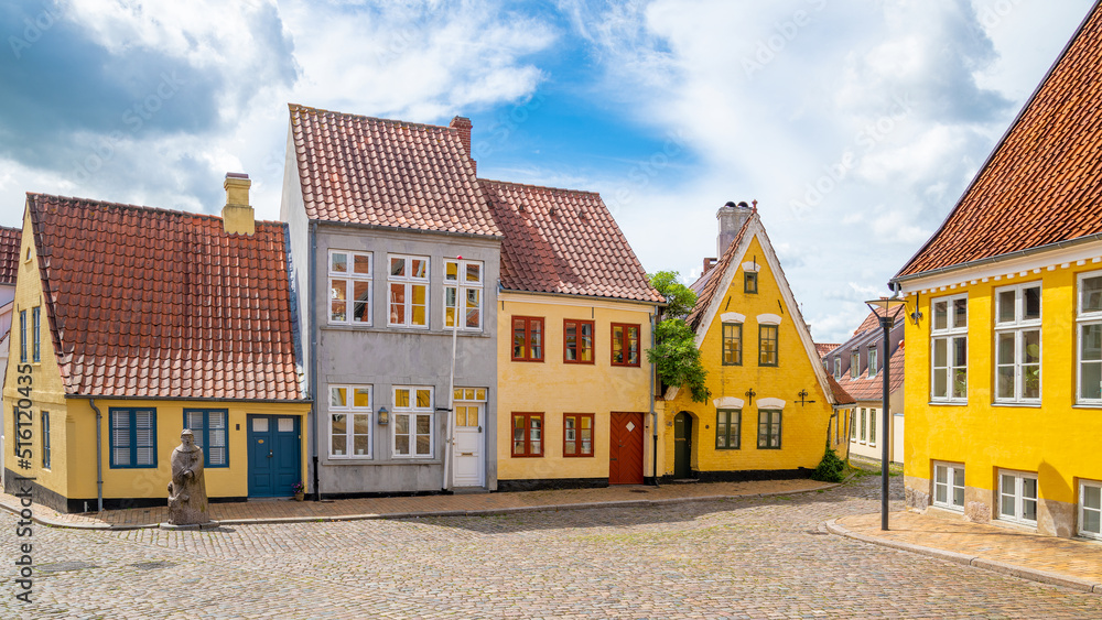 Obraz na płótnie Aabenraa, Denmark; July 6, 2022 - Old traditional Danish houses, Aabenraa, Denmark w salonie