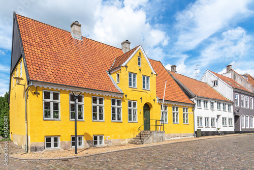Aabenraa, Denmark; July 6, 2022 - Old traditional Danish houses, Aabenraa, Denmark