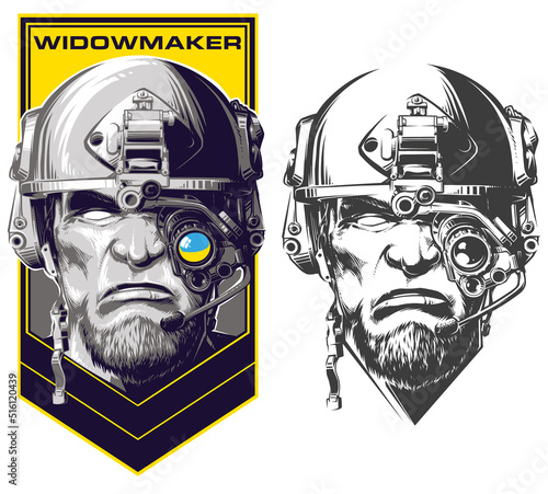 Vector illustration of a Soldier in Helmet