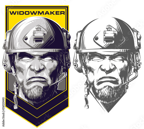 Vector illustration of a Soldier in Helmet