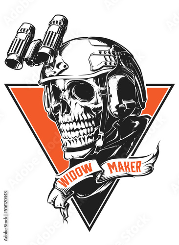 Vector illustration of a Skull in Helmet