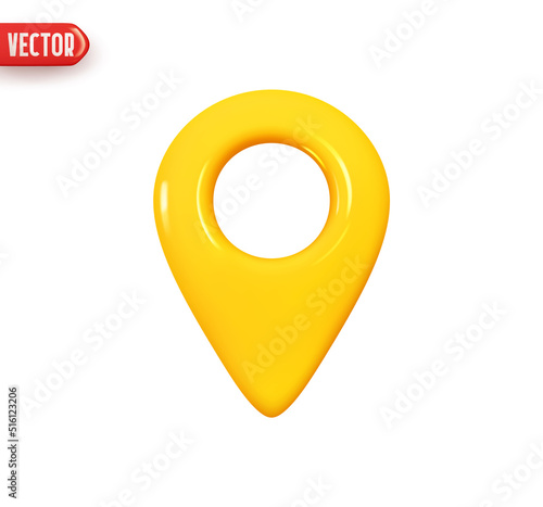 Mark location. Locate pin gps map. Realistic 3d design In plastic cartoon style. Icon isolated on white background. Vector illustration