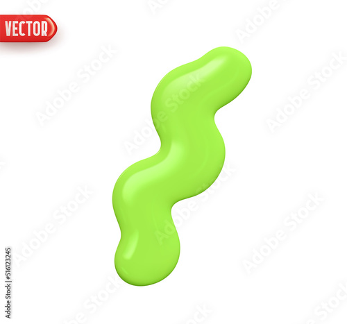 Spiral curve line decorative element green color. Realistic 3d design In plastic cartoon style. Isolated on white background. Vector illustration