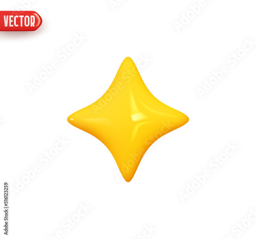 Star yellow golden colors. Realistic 3d design In plastic cartoon style. Icon isolated on white background. Vector illustration