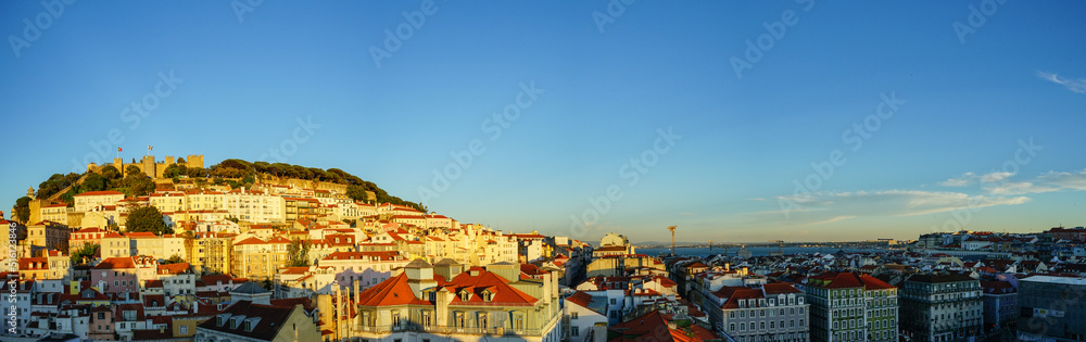 Lisbon panoramic view at the sunset, Portugal