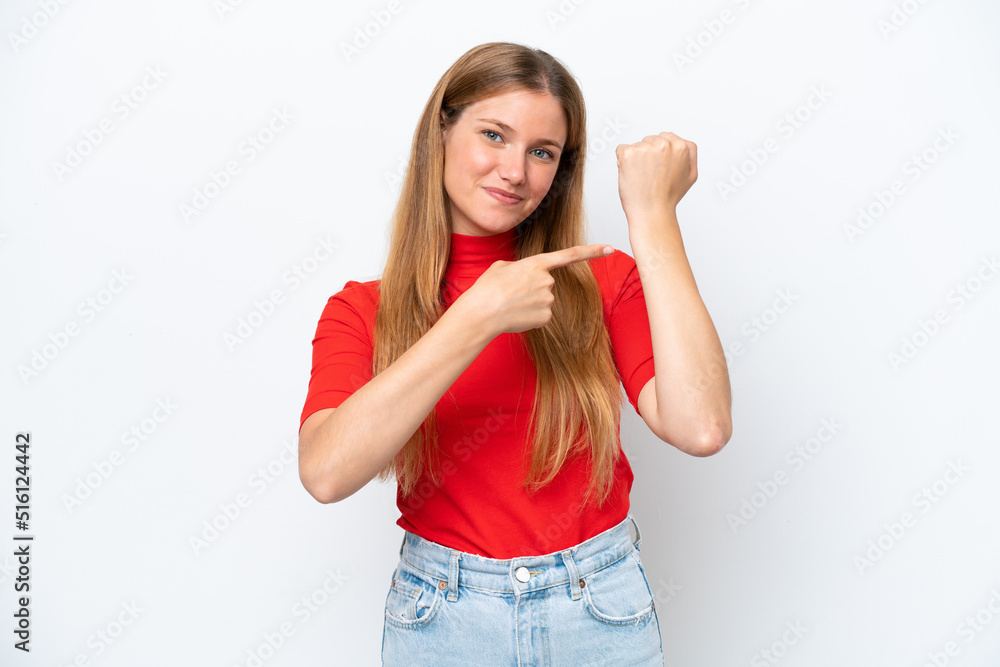 Young caucasian woman isolated on white background making the gesture of being late Young caucasian woman isolated on white background making the gesture of being late