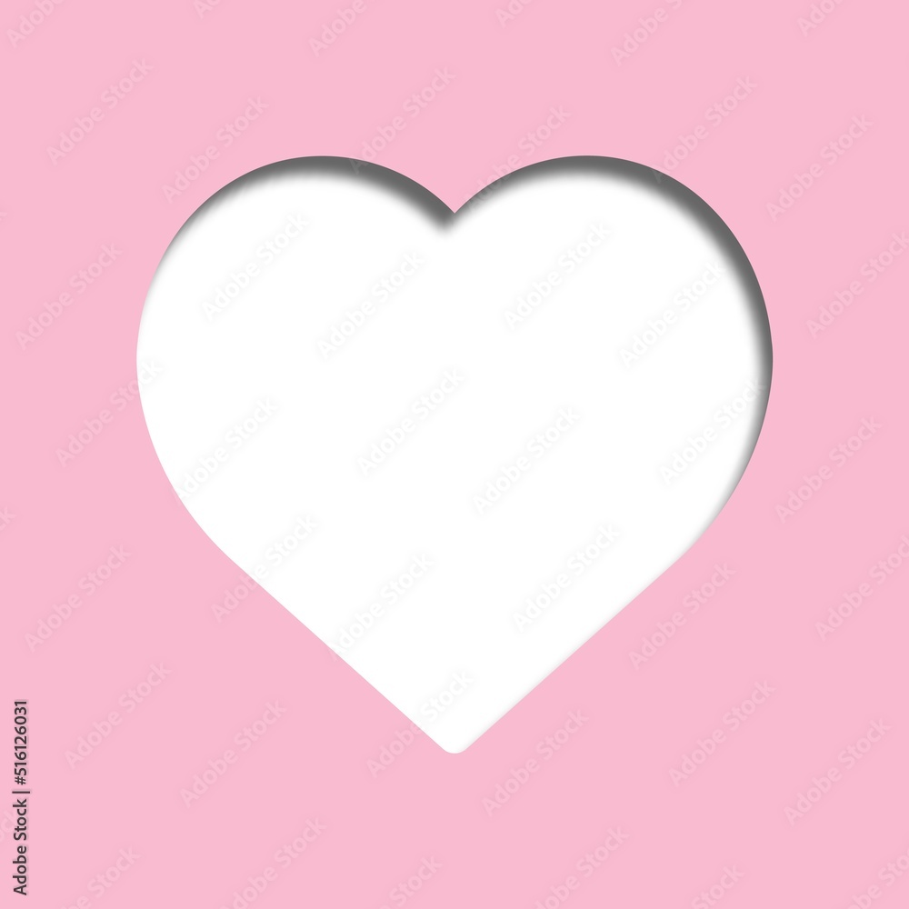 Heart shape in paper cut out style, template for Valentine's Day card.