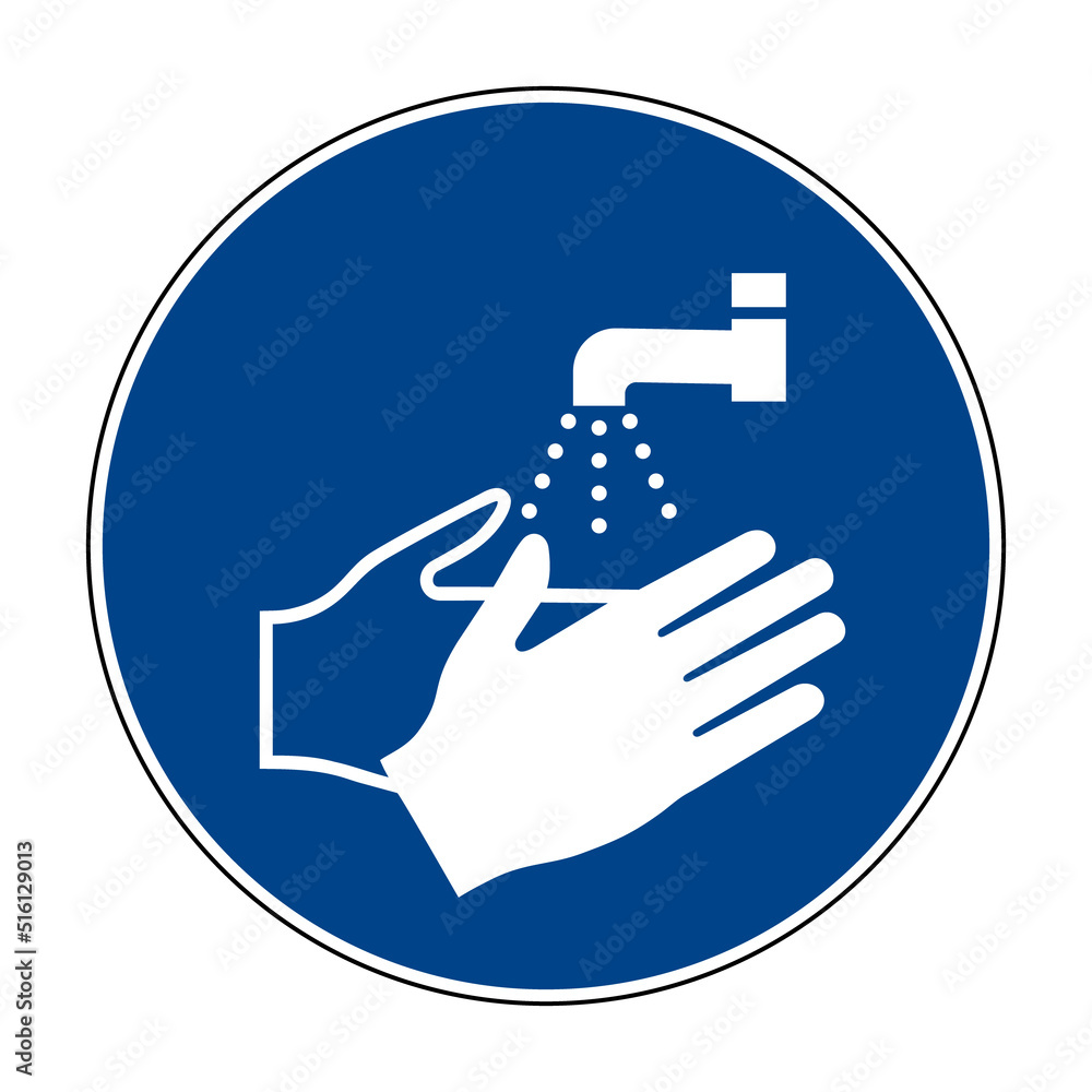 Cleanning Hand Sign Wash your hands sign. Keep clean hands mandatory sign. Vector ...