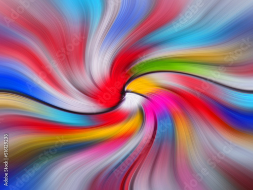A 3D rendering of an abstract bright colorful spiral background