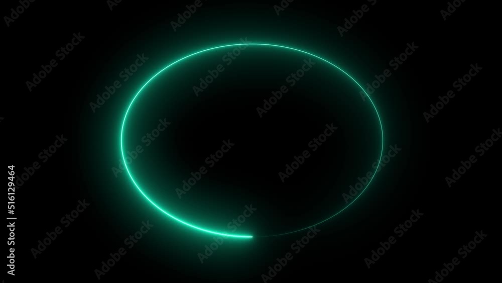 Light green neon glow circle frame slow motion. Light green neon glow circle frame slow motion.