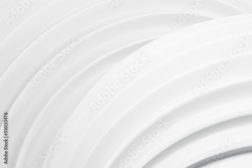 Concentric rounded shapes on a white background as a modern architectural concept. Graceful curves of wavy fabric. plastic forms. 3d rendering.