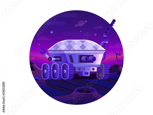 Moon Rover Robotic Explorer Space Circle Icon
