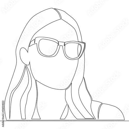 Continuous line drawing woman with glasses concept