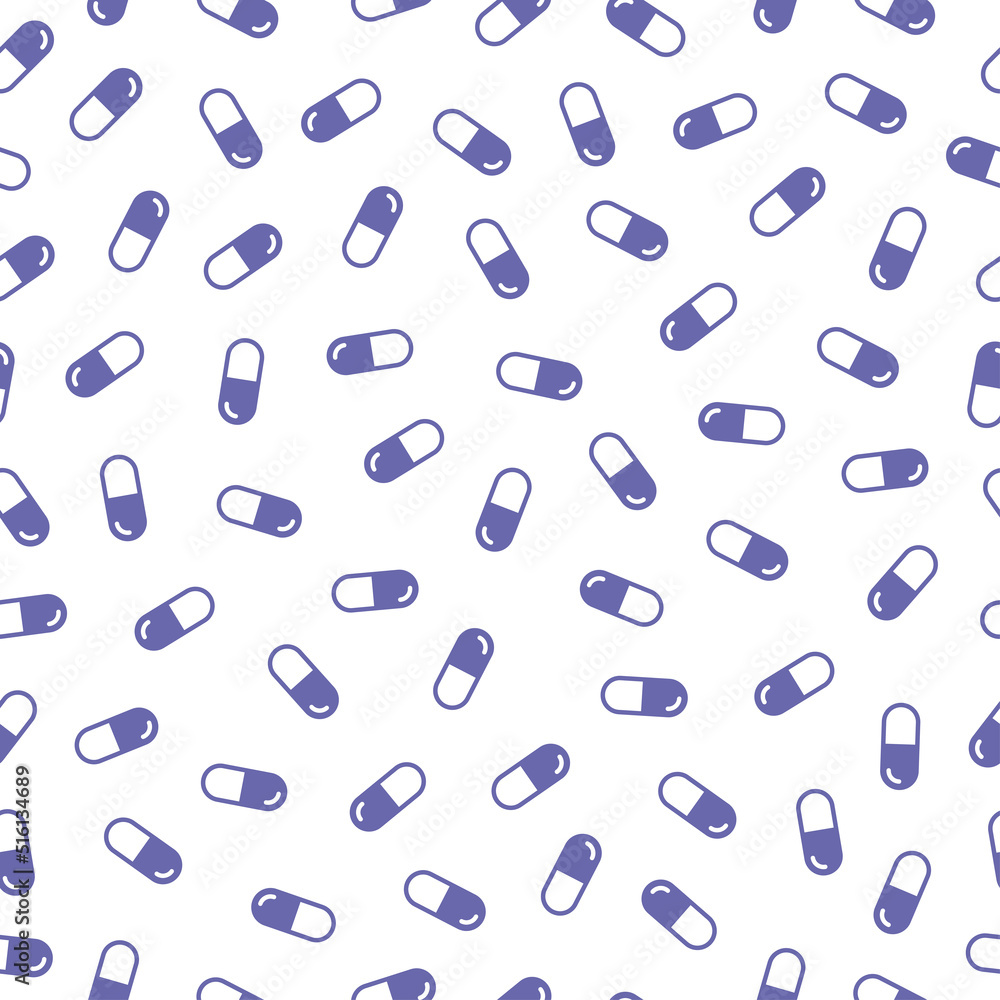 Very peri color pills seamless pattern with white background. Very peri color pills seamless pattern with white background.