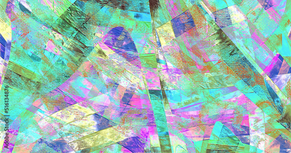 Techno scenery, digital art. Violet brush strokes on canvas. Large and wide abstract illustration