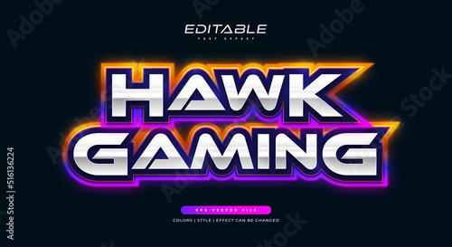 Editable E-sport Text Style with Glowing Neon Effect. Colorful Game Text Effect photo