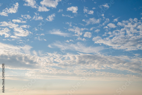 beautiful blue sky with clouds at sunset