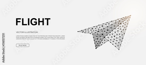 Paper airplane 3d low poly symbol for landing page template. Travel design illustration. Polygonal Tourism illustration for homepage design, adv page