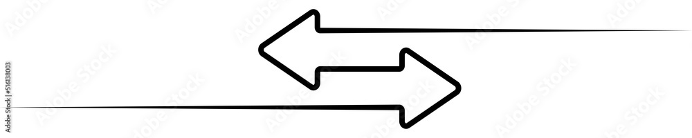 Linear icon with transfer arrow. Double arrow. Way for left and right. Change vector icon. Linear icon with transfer arrow. Double arrow. Way for left and right. Change vector icon.